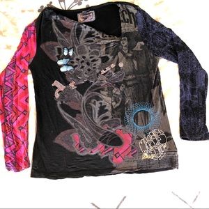 Long sleeve Dream T-shirt diagonal neck